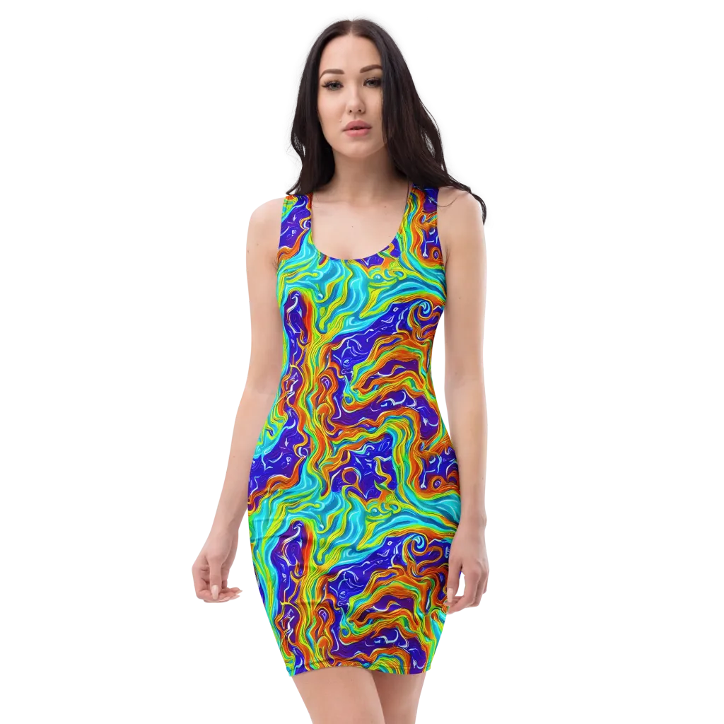 Liquid Carnival on Bodycon Dress — Front