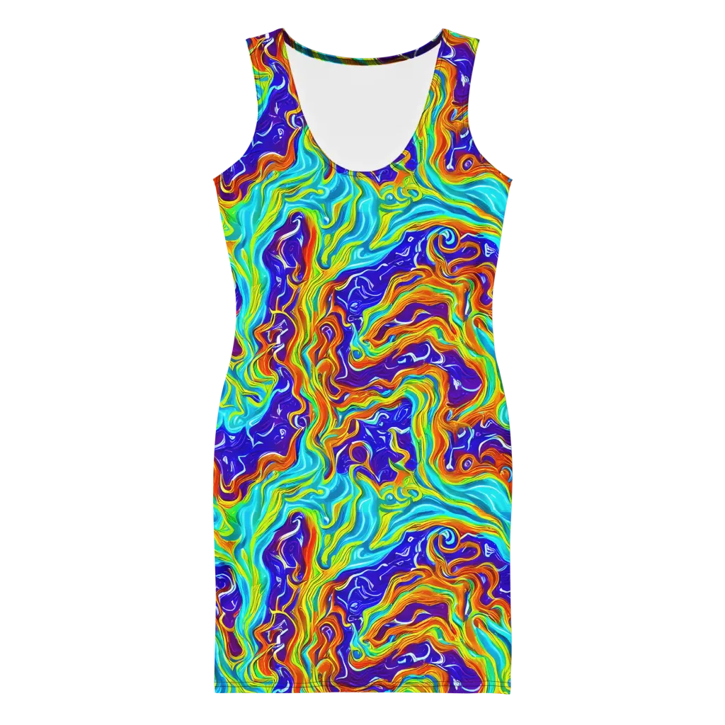 Liquid Carnival on Bodycon Dress — Front