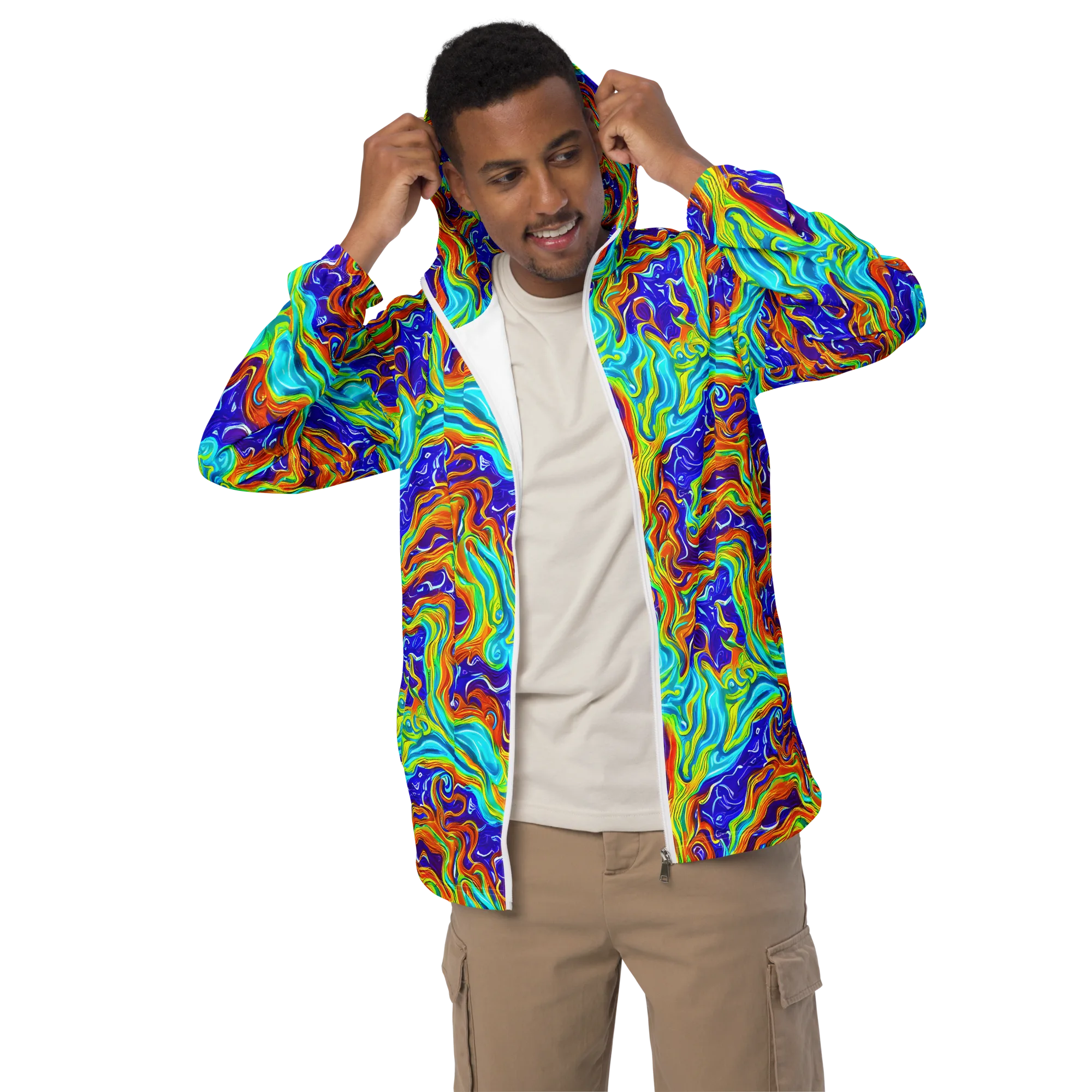 Liquid Carnival on Men's Windbreaker — Front