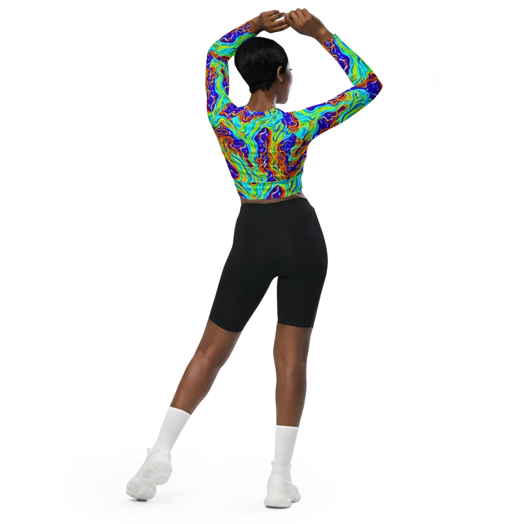 Liquid Carnival on Long Sleeve Crop Top — Back