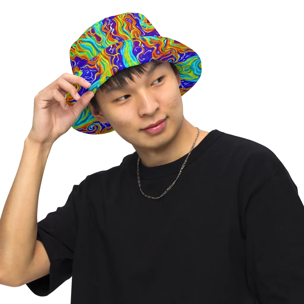 Liquid Carnival on Reversible Bucket Hat — Front Inside