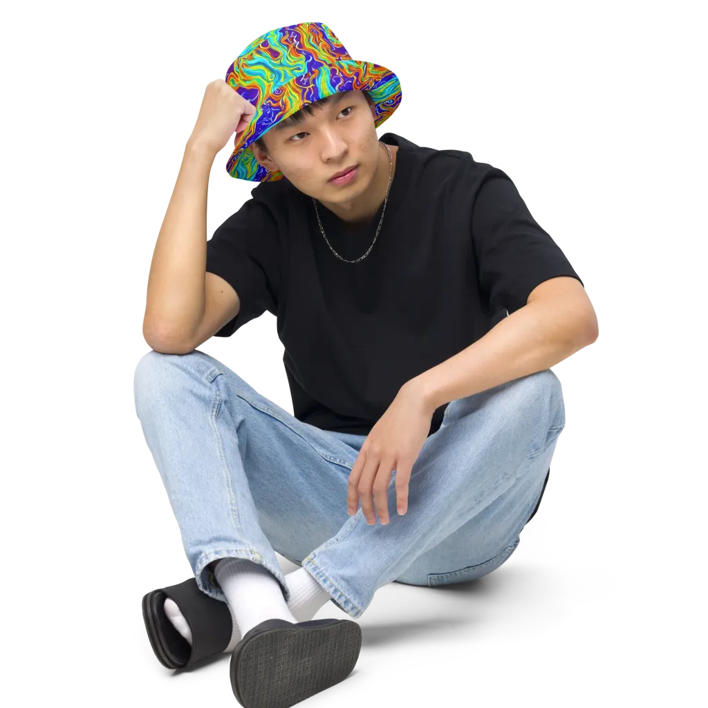 Liquid Carnival on Reversible Bucket Hat — Front 2 Inside