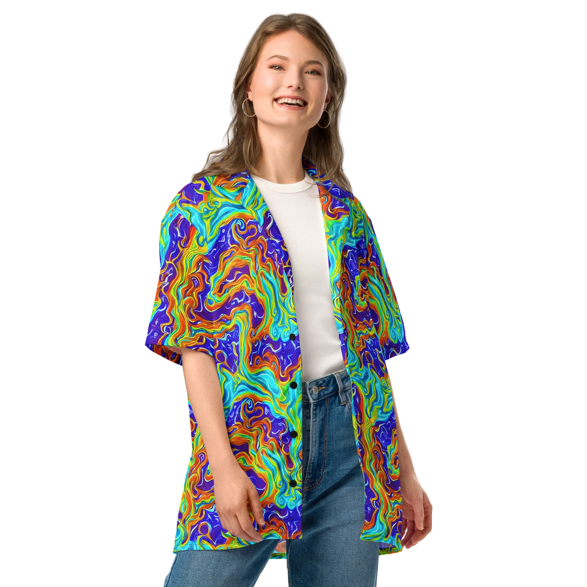 Liquid Carnival on Button Shirt — Front