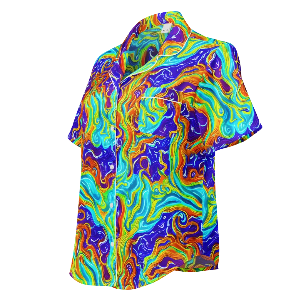 Liquid Carnival on Women's Short Sleeve Pajama Top — Left Front