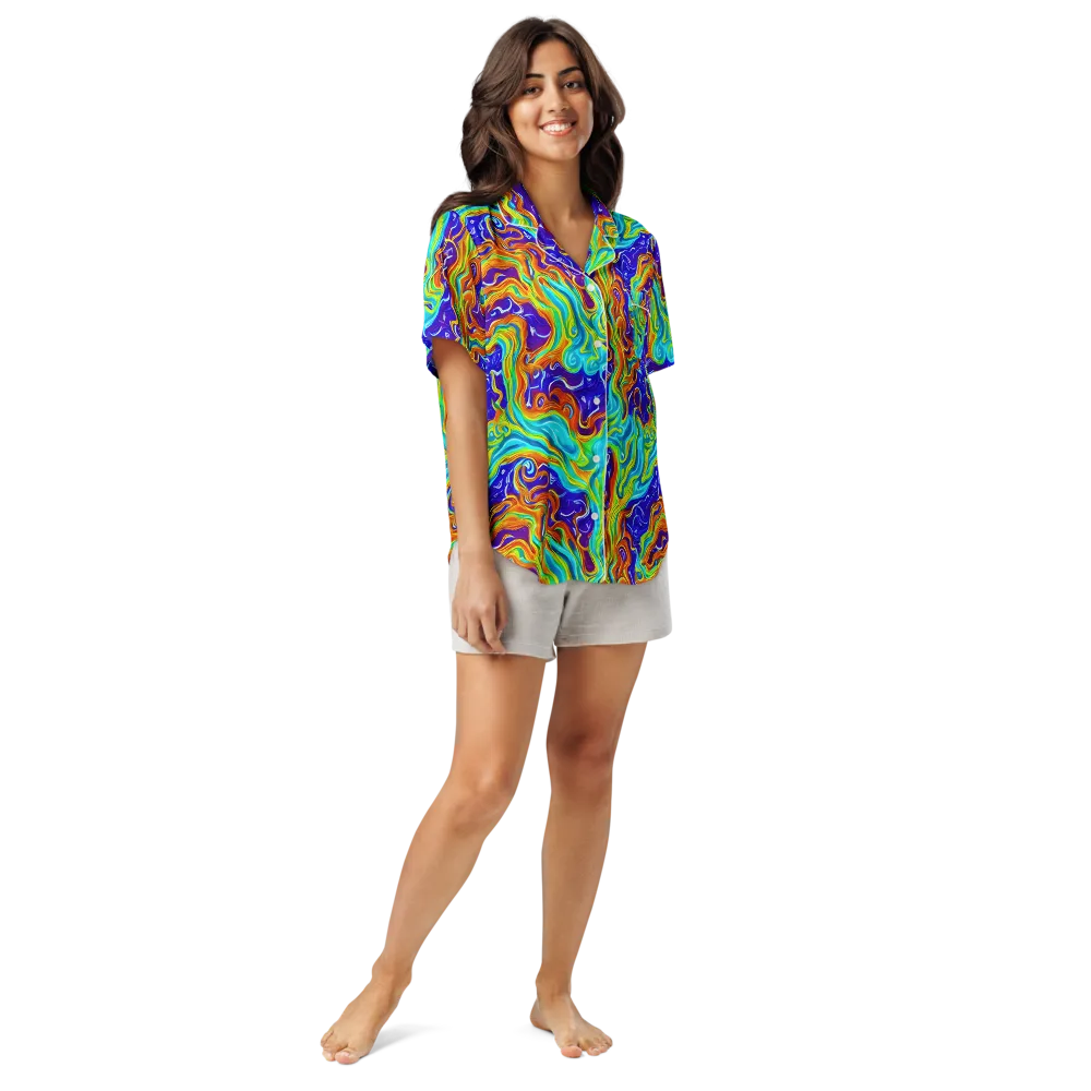 Liquid Carnival on Women's Short Sleeve Pajama Top — Front