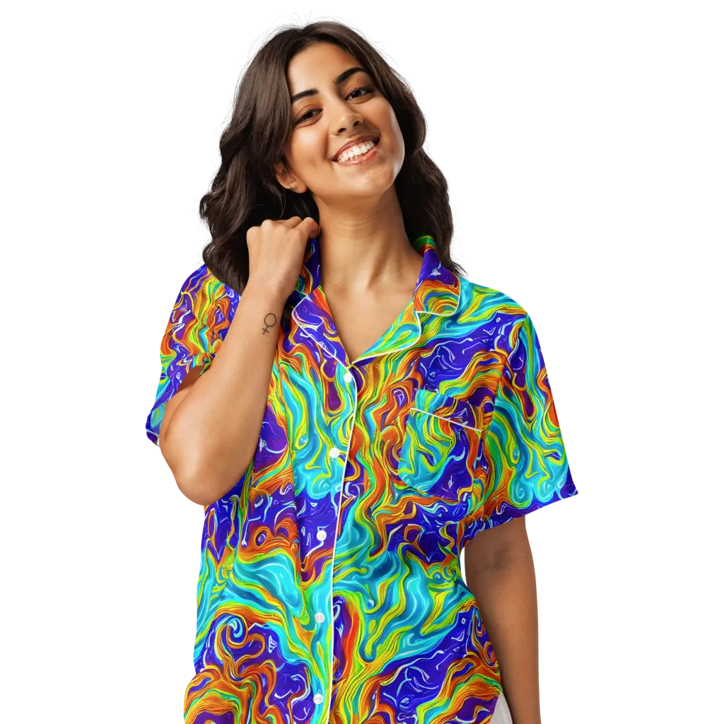 Liquid Carnival on Women's Short Sleeve Pajama Top — Front