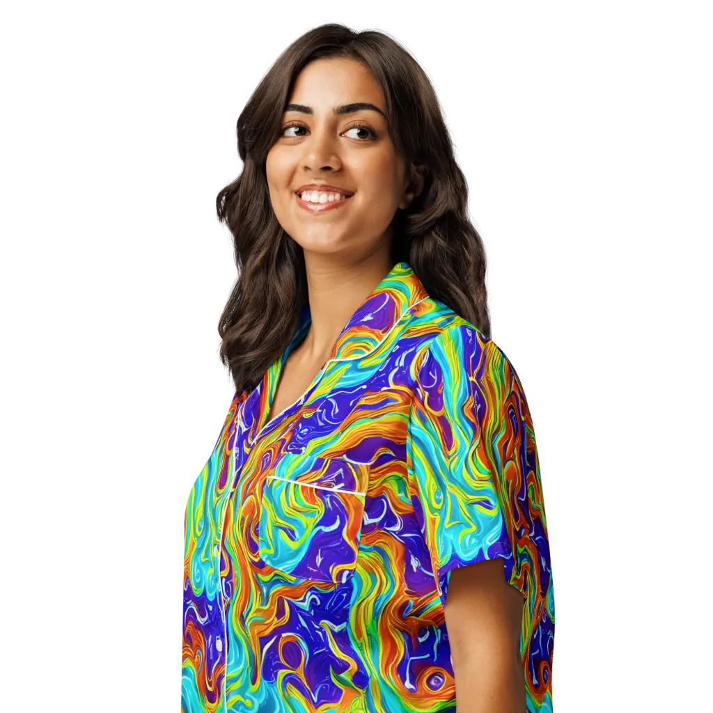 Liquid Carnival on Women's Short Sleeve Pajama Top — Left Front