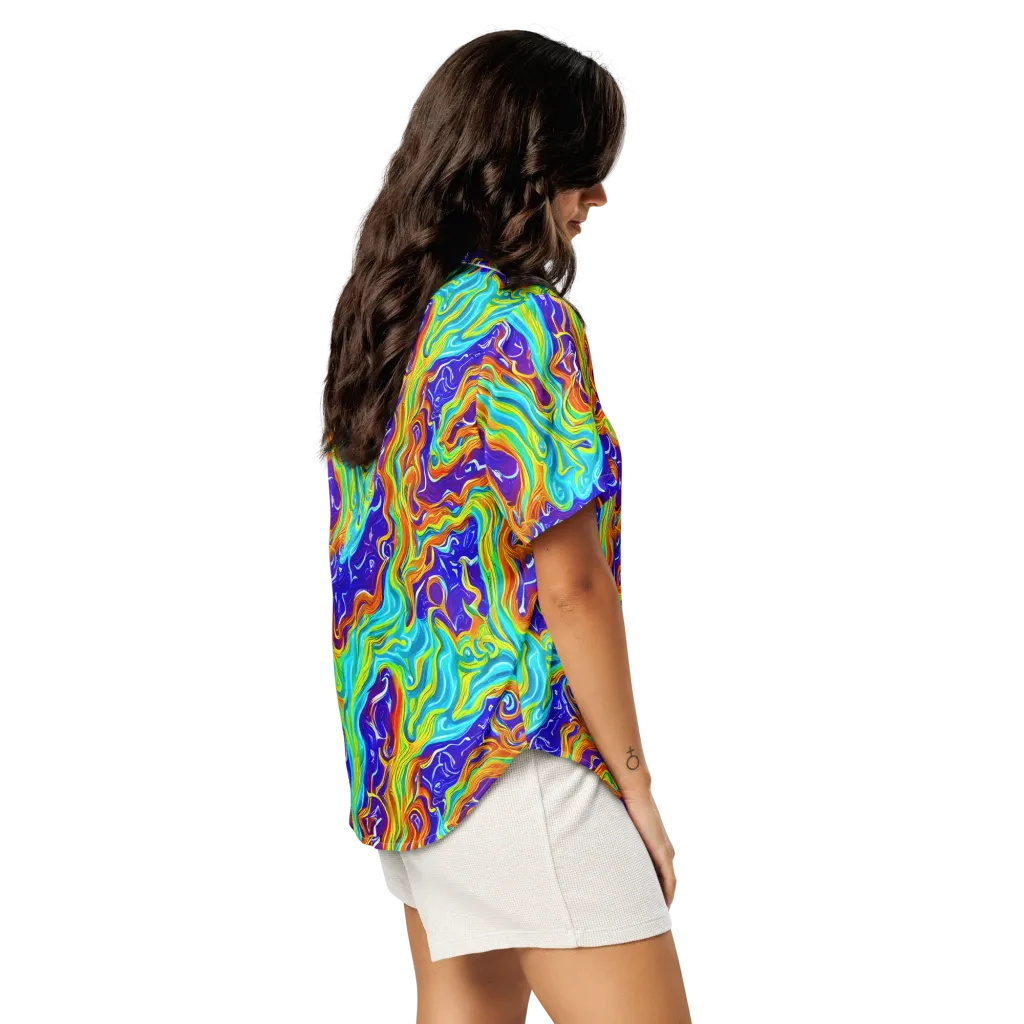 Liquid Carnival on Women's Short Sleeve Pajama Top — Right Back