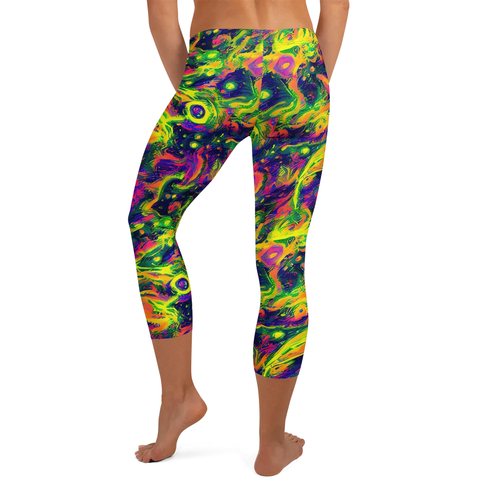 Fluorescent Frenzy on Capri Leggings — Back