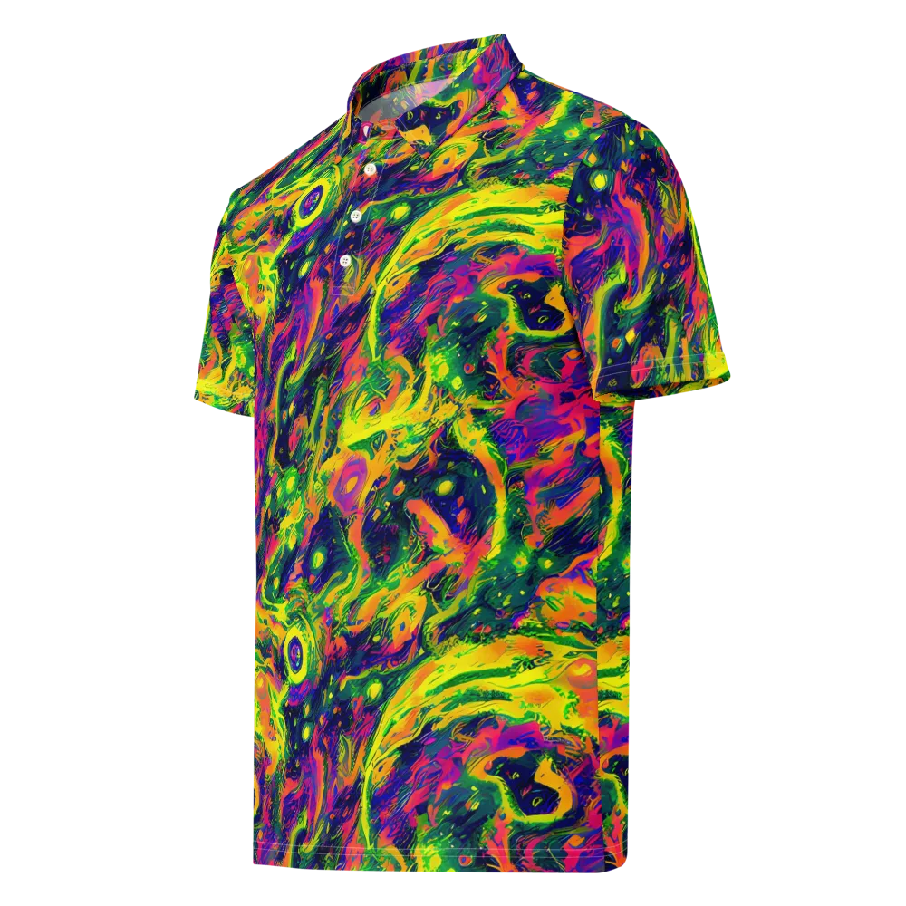 Fluorescent Frenzy on Men's Slim Fit Polo Shirt — Left Front