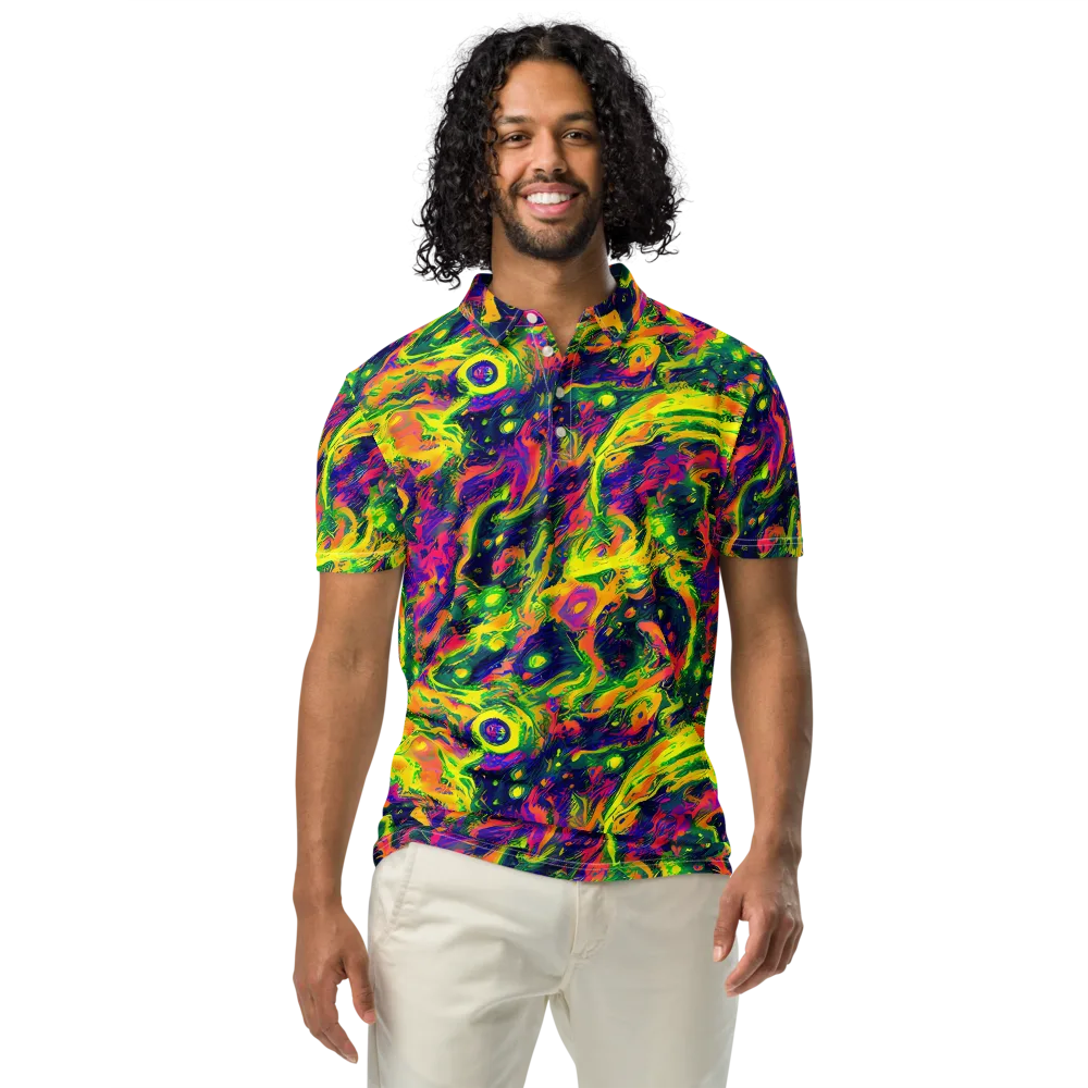 Fluorescent Frenzy on Men's Slim Fit Polo Shirt — Front