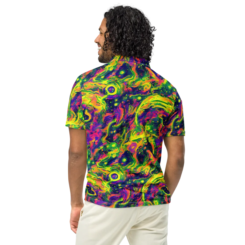 Fluorescent Frenzy on Men's Slim Fit Polo Shirt — Back