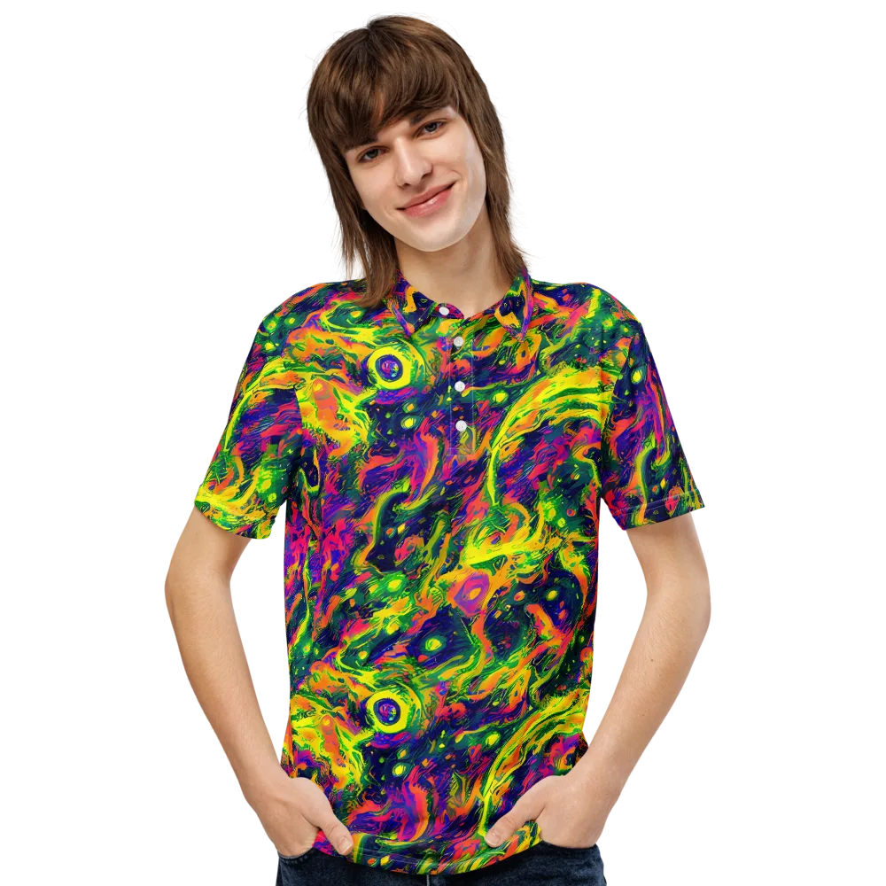 Fluorescent Frenzy on Men's Slim Fit Polo Shirt — Front