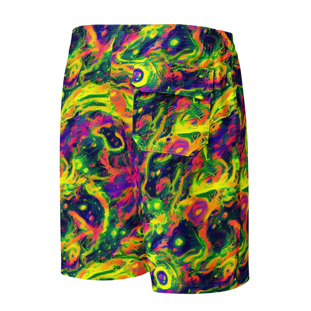 Fluorescent Frenzy on Men's Board Shorts — Back