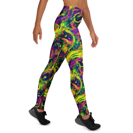 Fluorescent Frenzy on a Yoga Leggings