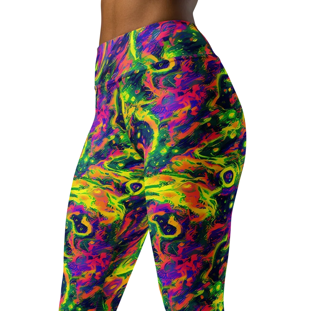 Fluorescent Frenzy on Yoga Leggings — Left Front