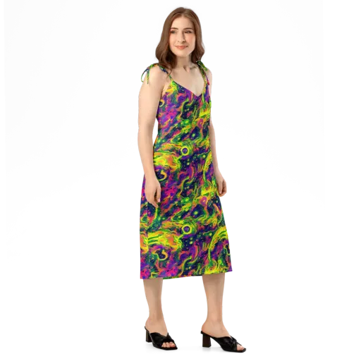 Fluorescent Frenzy on a Slip Dress