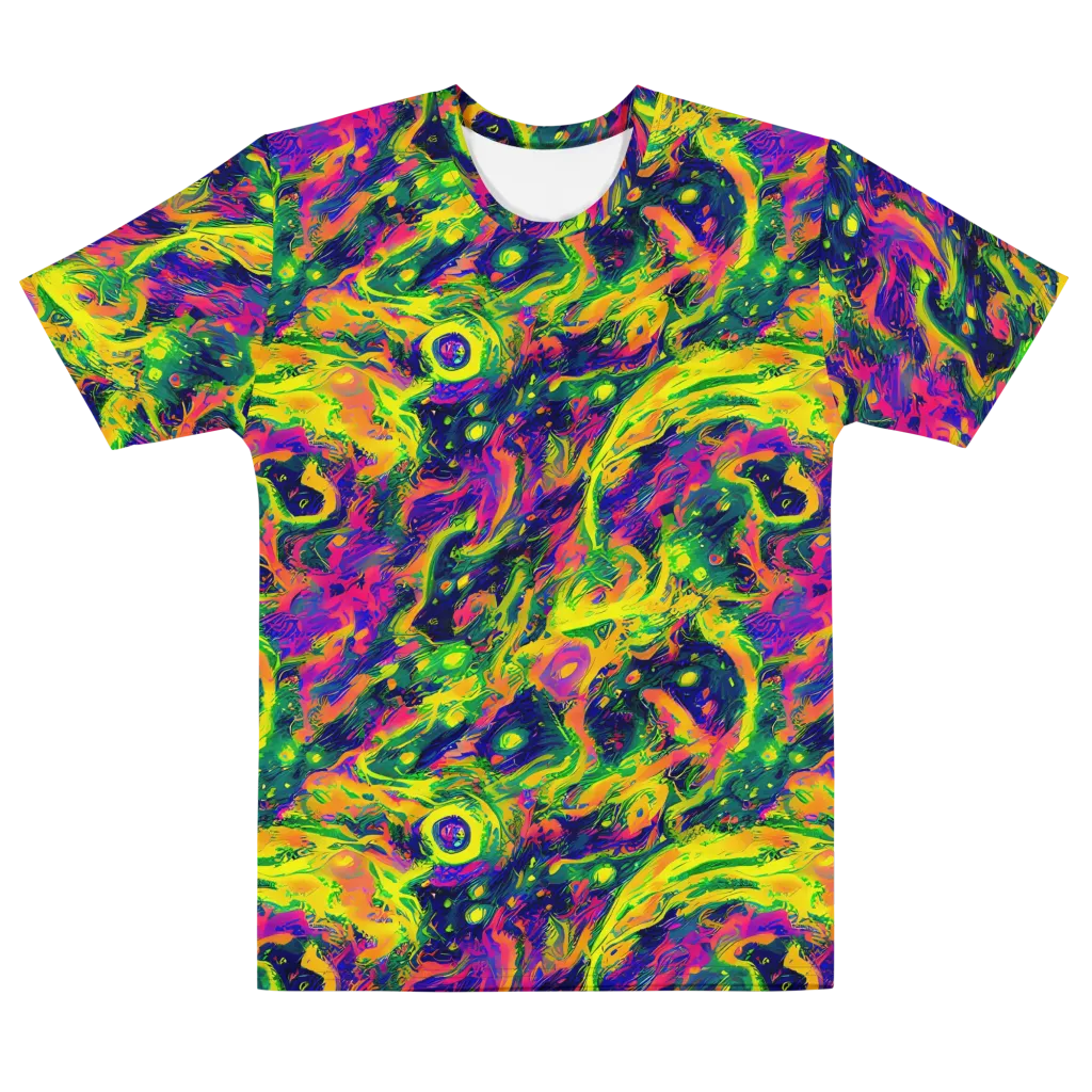Fluorescent Frenzy on Men's Cotton Crew Neck T-Shirt — Front