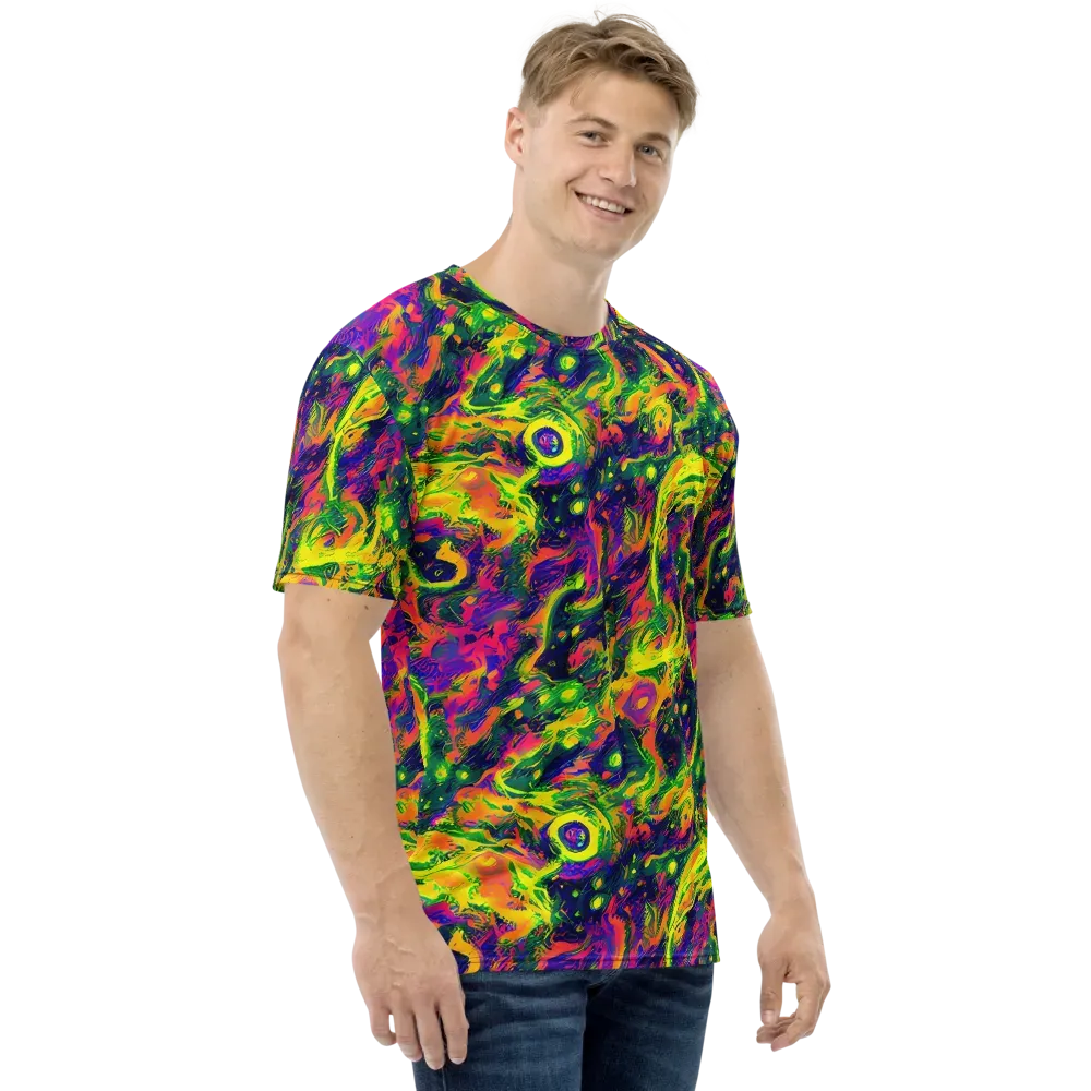 Fluorescent Frenzy on Men's Crew Neck T-Shirt — Right