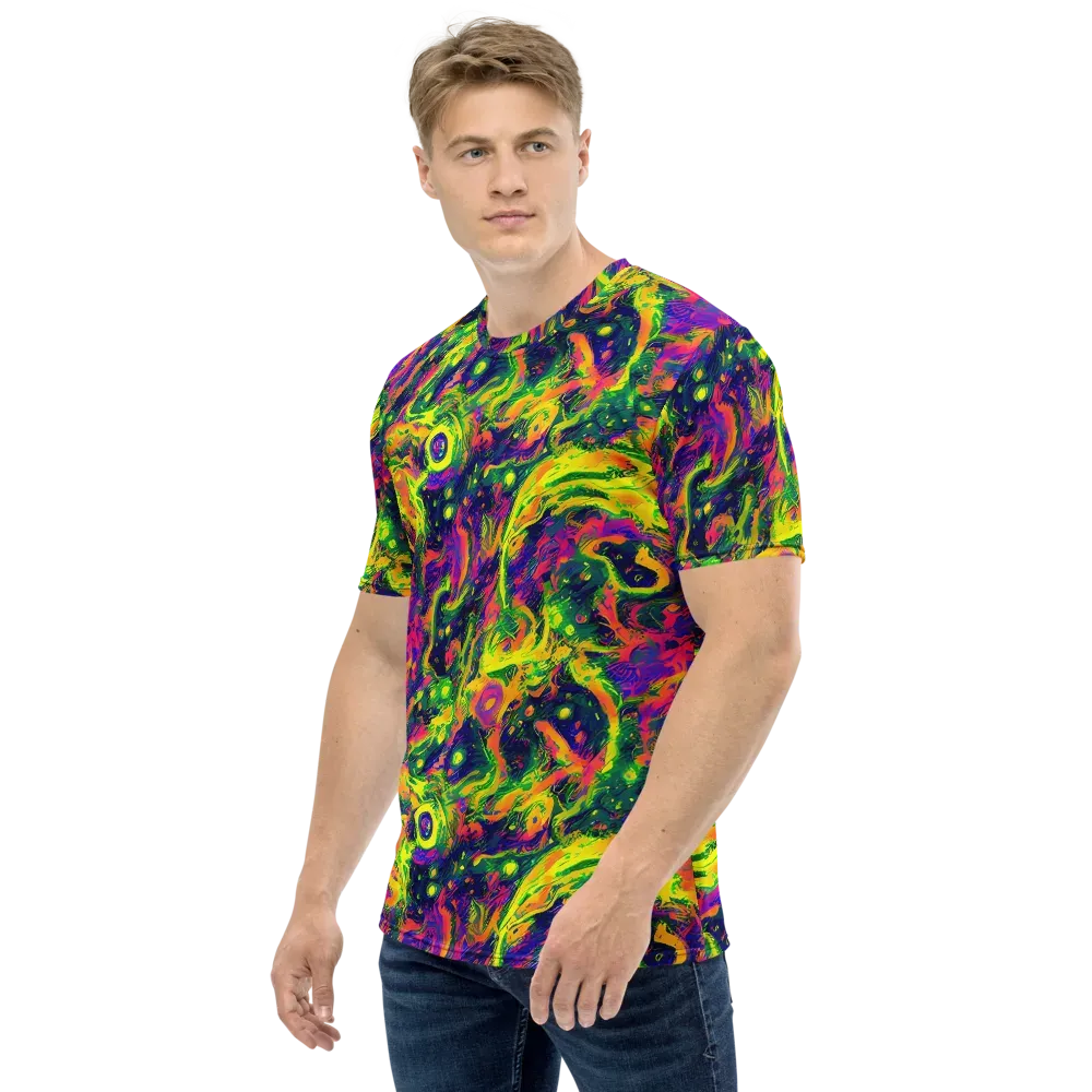 Fluorescent Frenzy on Men's Crew Neck T-Shirt — Left