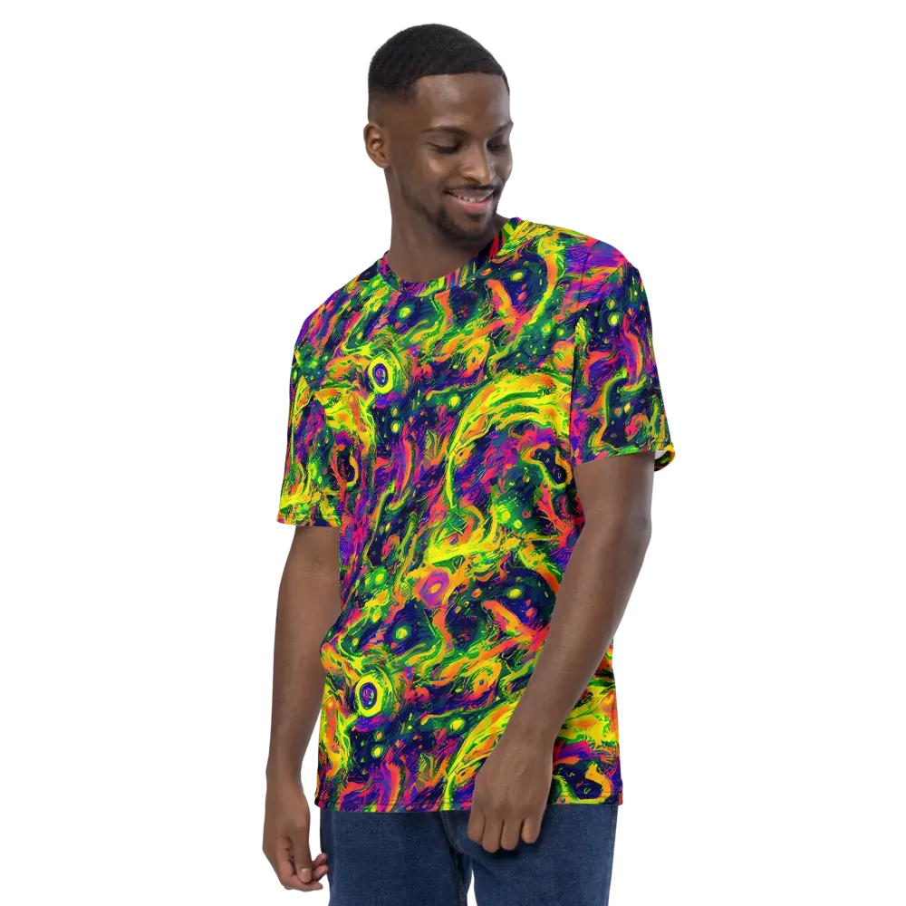 Fluorescent Frenzy on Men's Crew Neck T-Shirt — Left