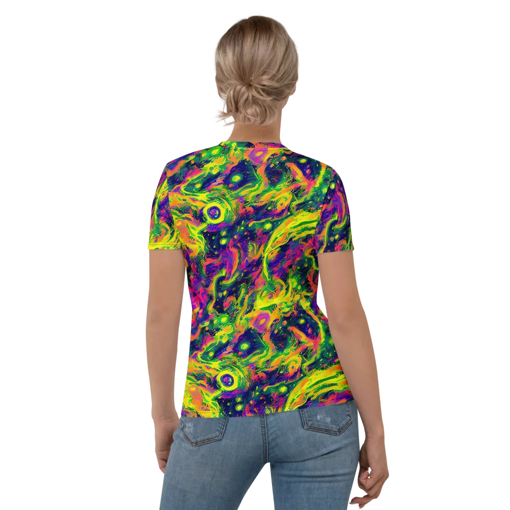 Fluorescent Frenzy on Women's Crew Neck T-Shirt — Back
