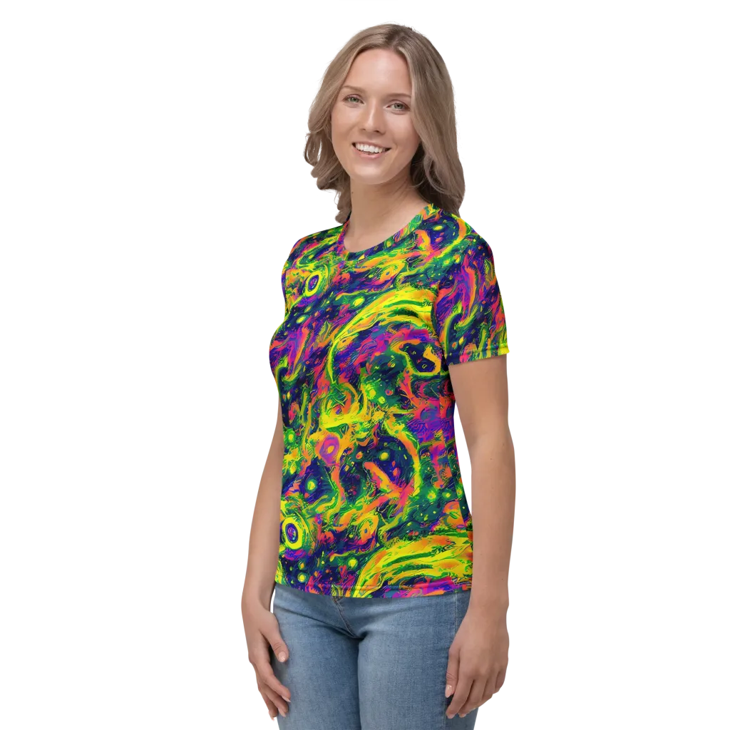 Fluorescent Frenzy on Women's Crew Neck T-Shirt — Left