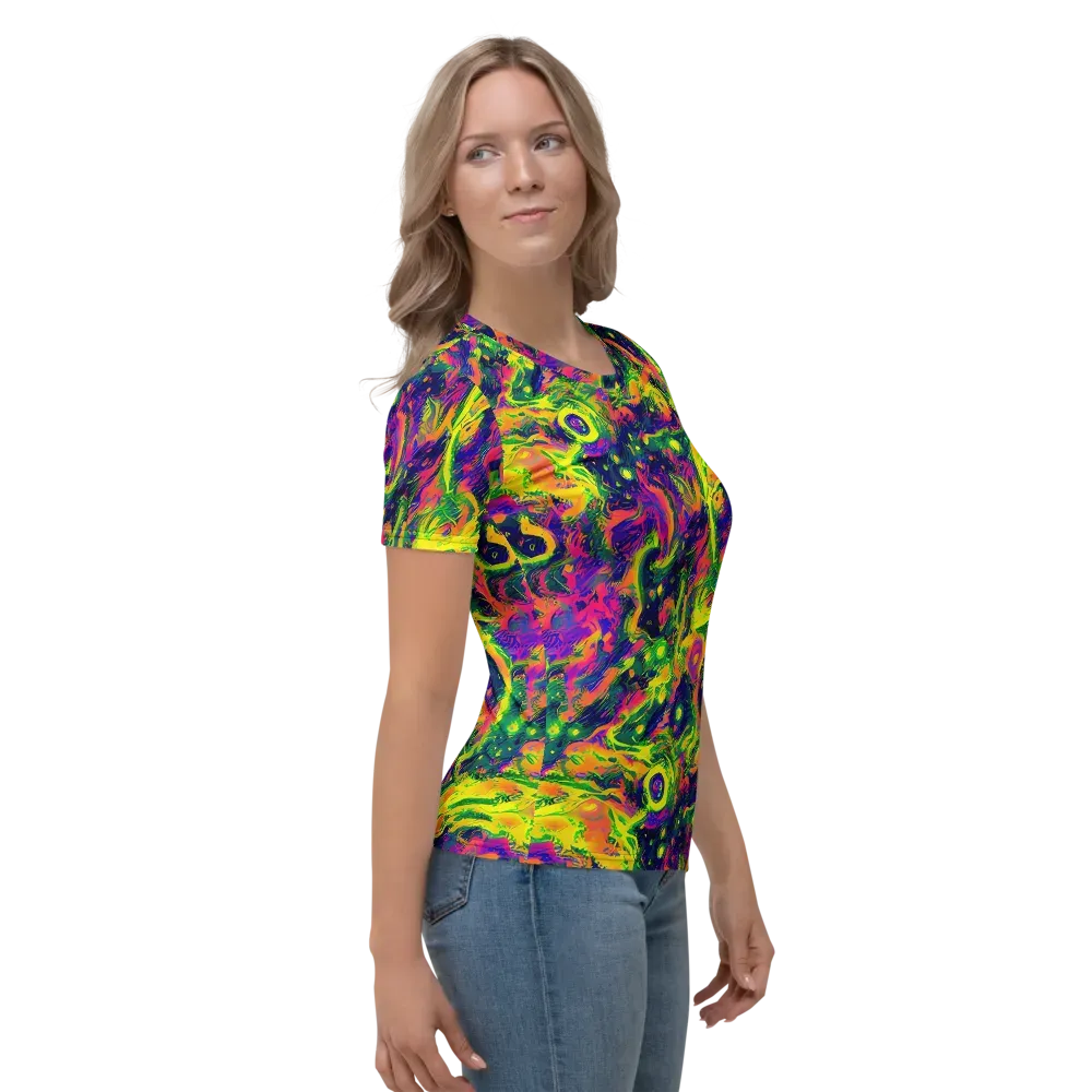 Fluorescent Frenzy on Women's Crew Neck T-Shirt — Right