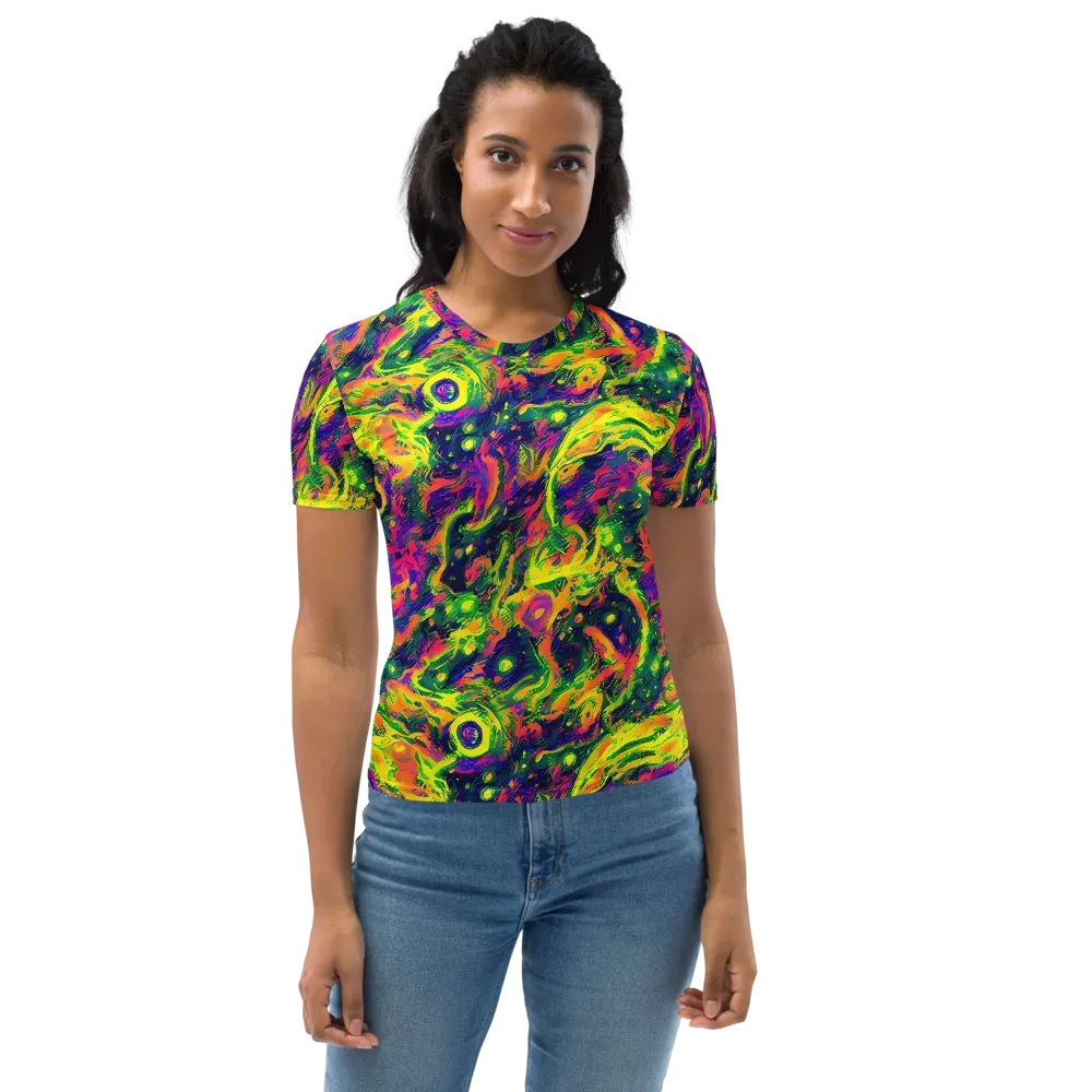 Fluorescent Frenzy on Women's Crew Neck T-Shirt — Front