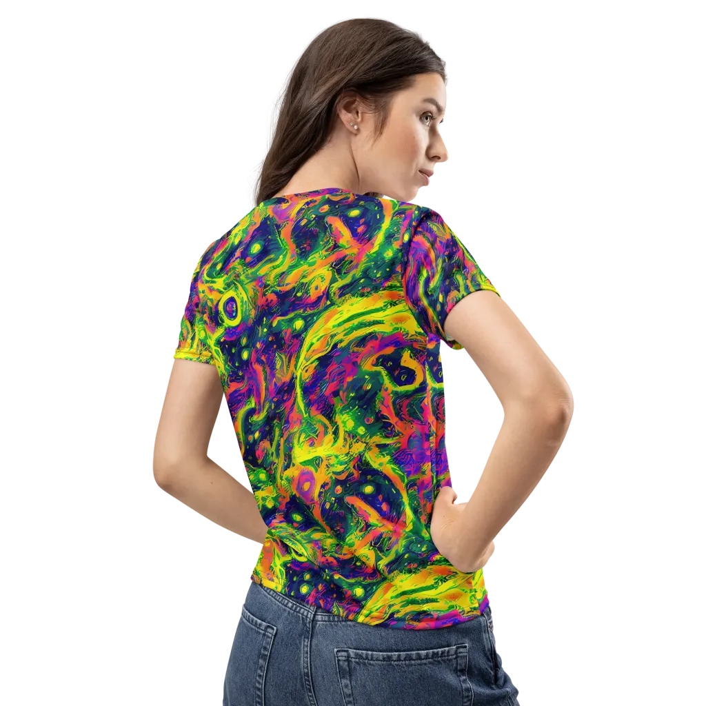 Fluorescent Frenzy on Women's Crew Neck T-Shirt — Back