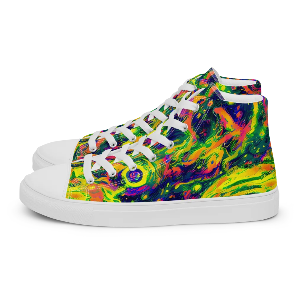 Fluorescent Frenzy on Women's High Top Canvas Shoes — Left