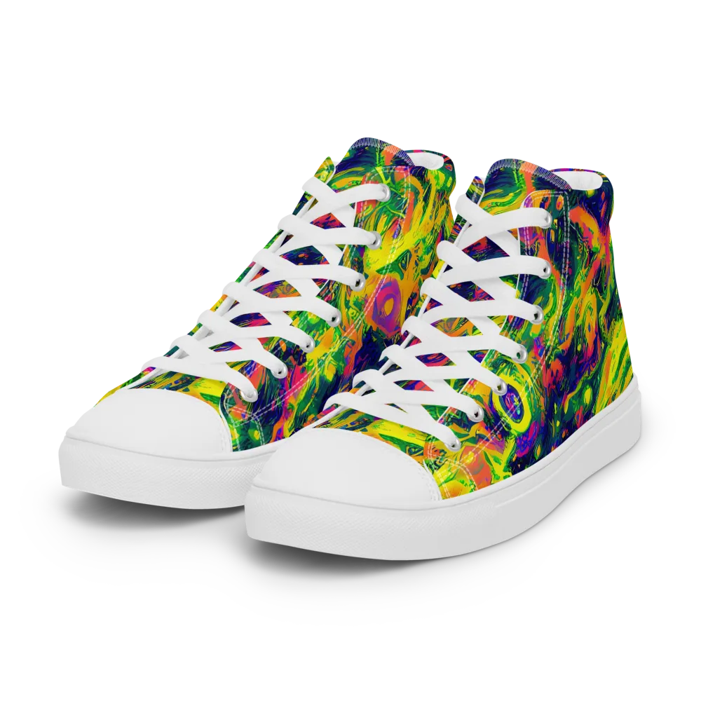 Fluorescent Frenzy on Women's High Top Canvas Shoes — Left Front