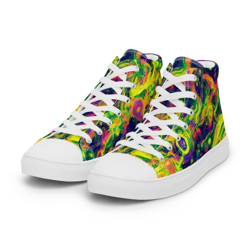 Fluorescent Frenzy on a Women's High Top Canvas Shoes