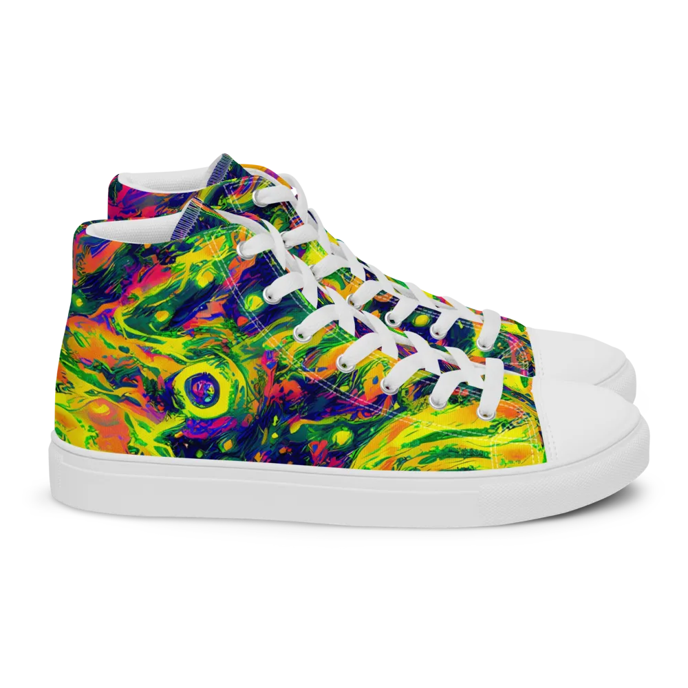 Fluorescent Frenzy on Women's High Top Canvas Shoes — Right