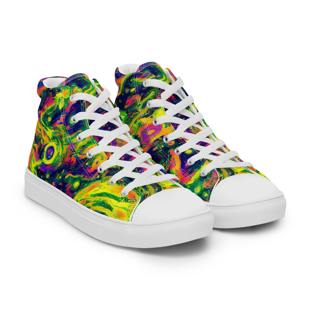 Fluorescent Frenzy on Women's High Top Canvas Shoes — Right Front