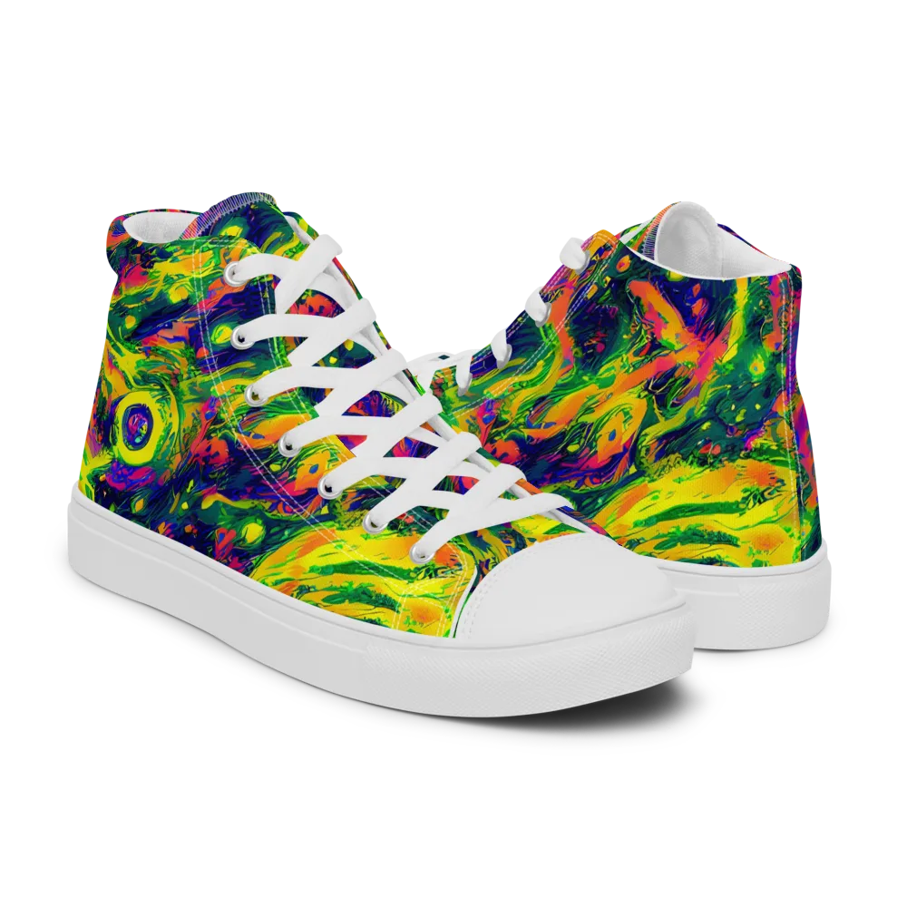 Fluorescent Frenzy on Women's High Top Canvas Shoes — Right