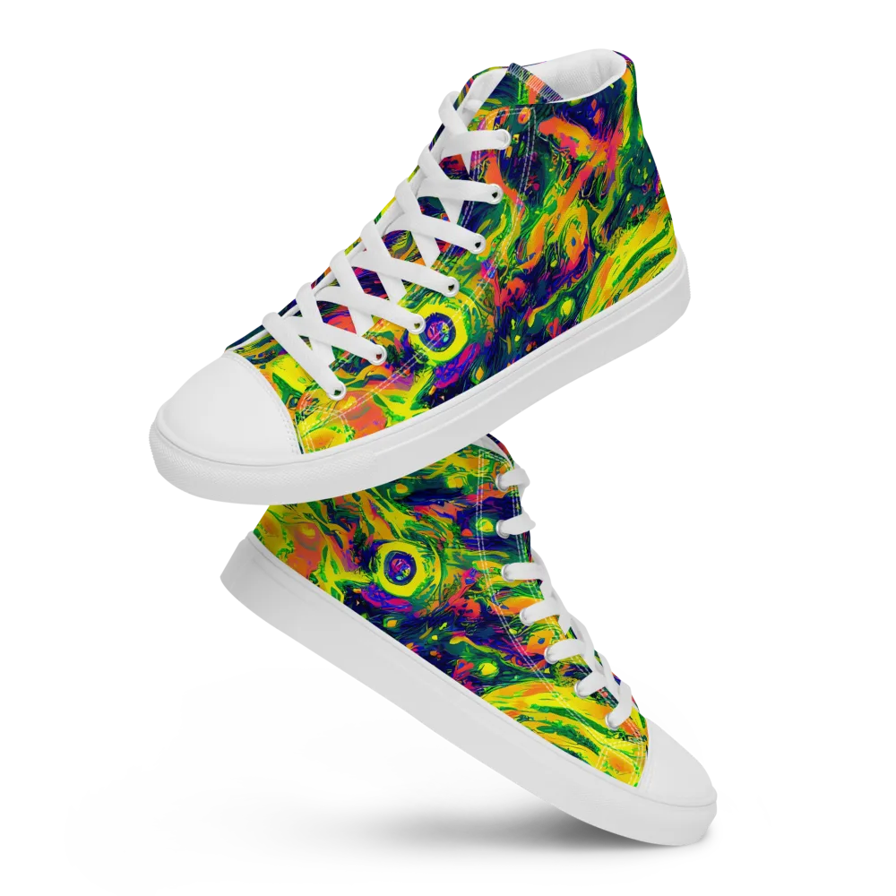 Fluorescent Frenzy on Women's High Top Canvas Shoes — Front