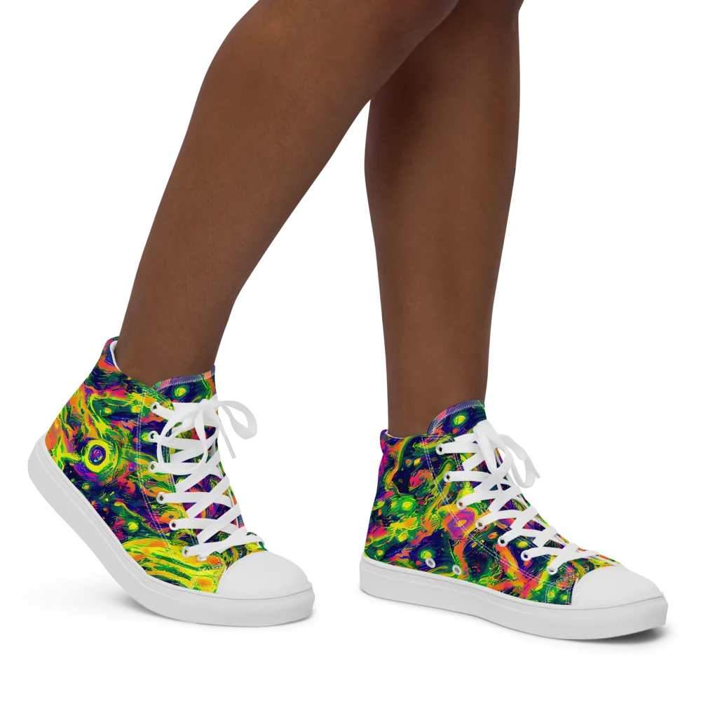 Fluorescent Frenzy on Women's High Top Canvas Shoes — Right