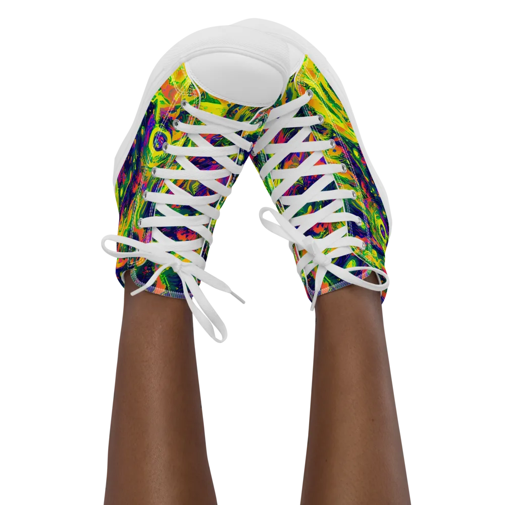 Fluorescent Frenzy on Women's High Top Canvas Shoes — Front