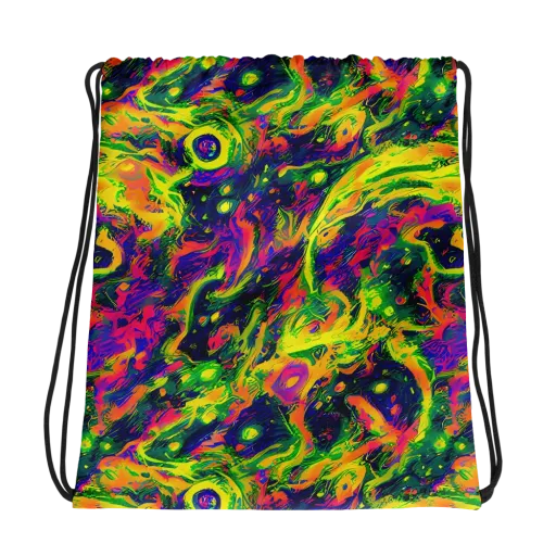 Fluorescent Frenzy on a Drawstring Bag
