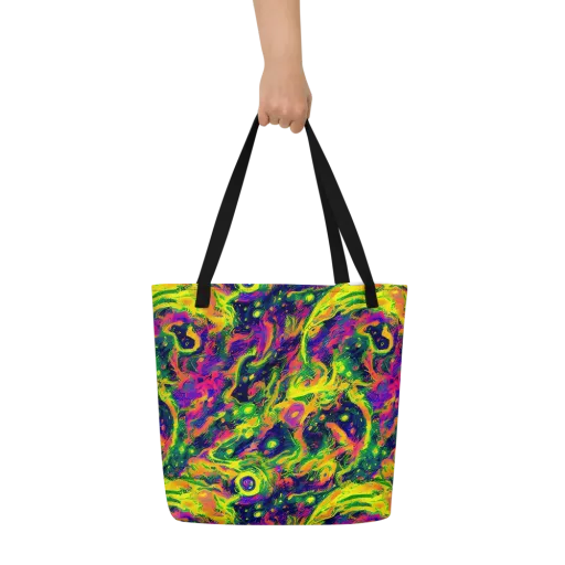Fluorescent Frenzy on a Large Tote Bag W/ Pocket