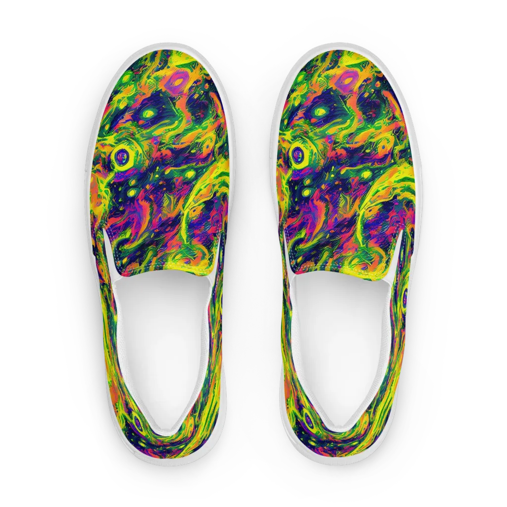 Fluorescent Frenzy on Women's Slip-On Canvas Shoes — Front