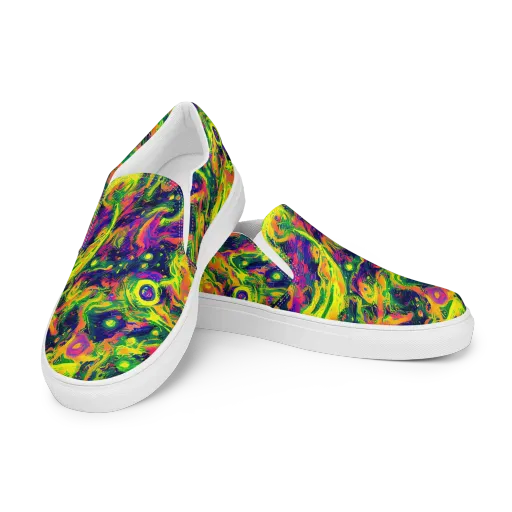 Fluorescent Frenzy on a Women's Slip-On Canvas Shoes
