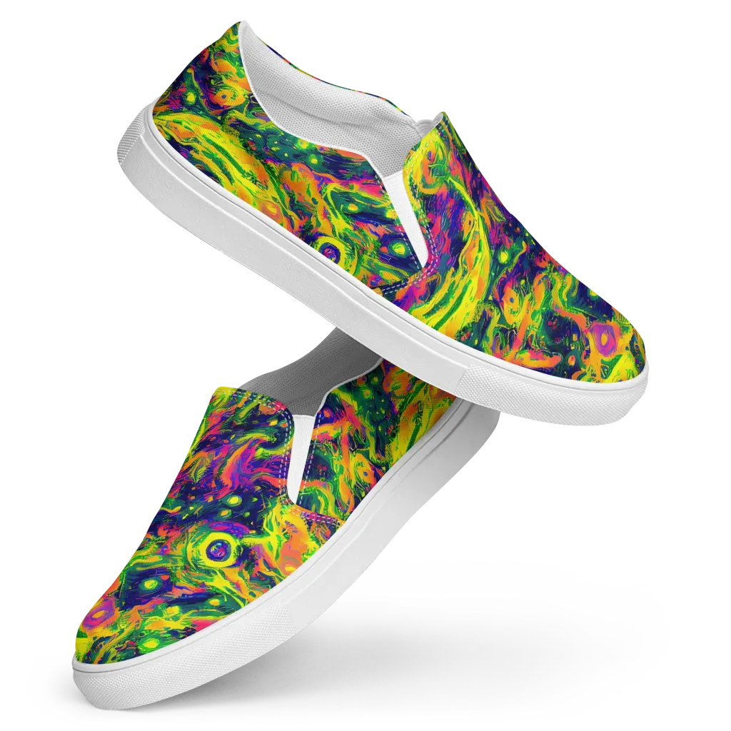 Fluorescent Frenzy on Women's Slip-On Canvas Shoes — Front