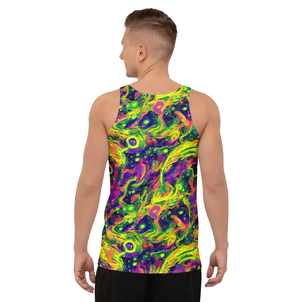 Fluorescent Frenzy on Men's Tank Top — Back