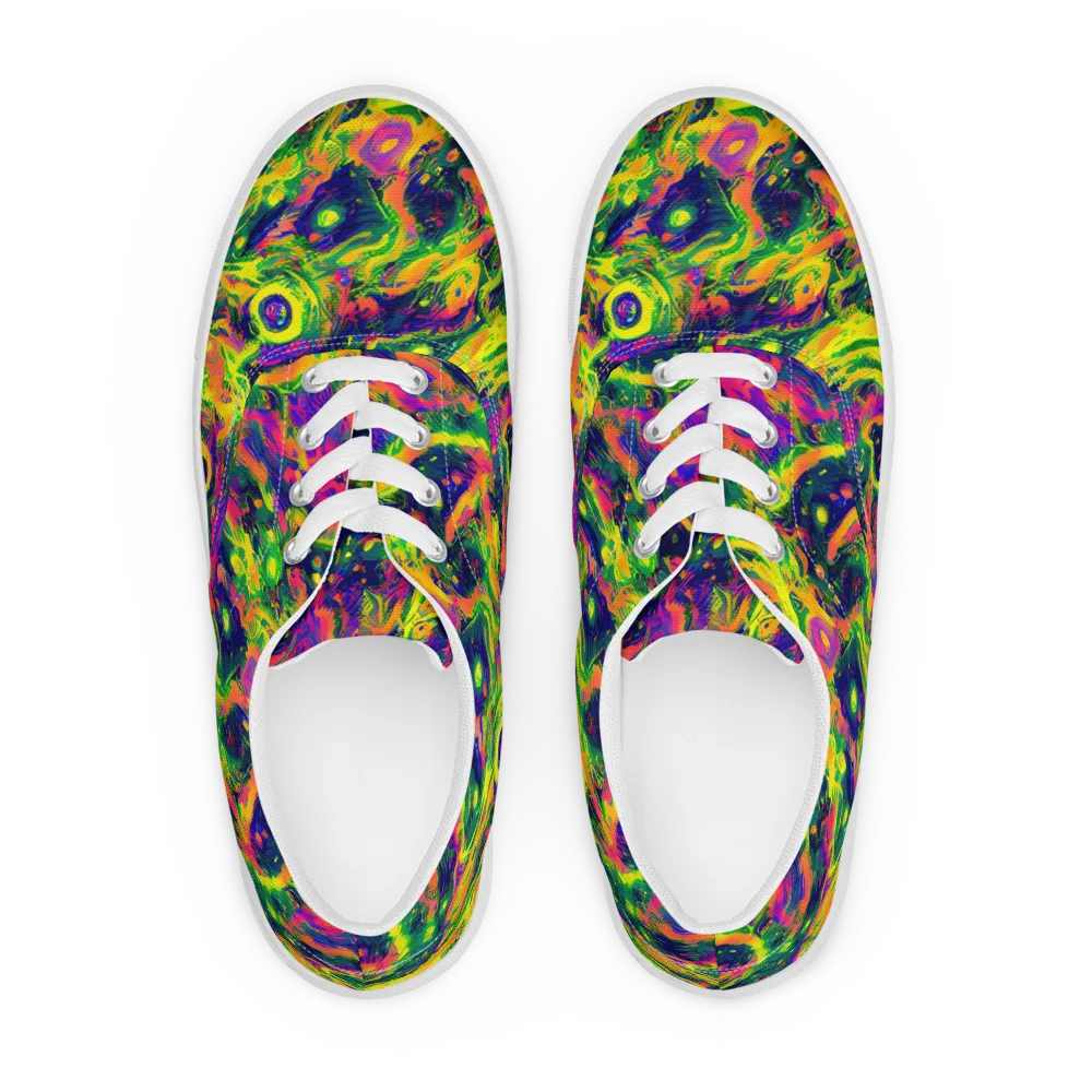 Fluorescent Frenzy on Men's Lace-Up Canvas Shoes — Front