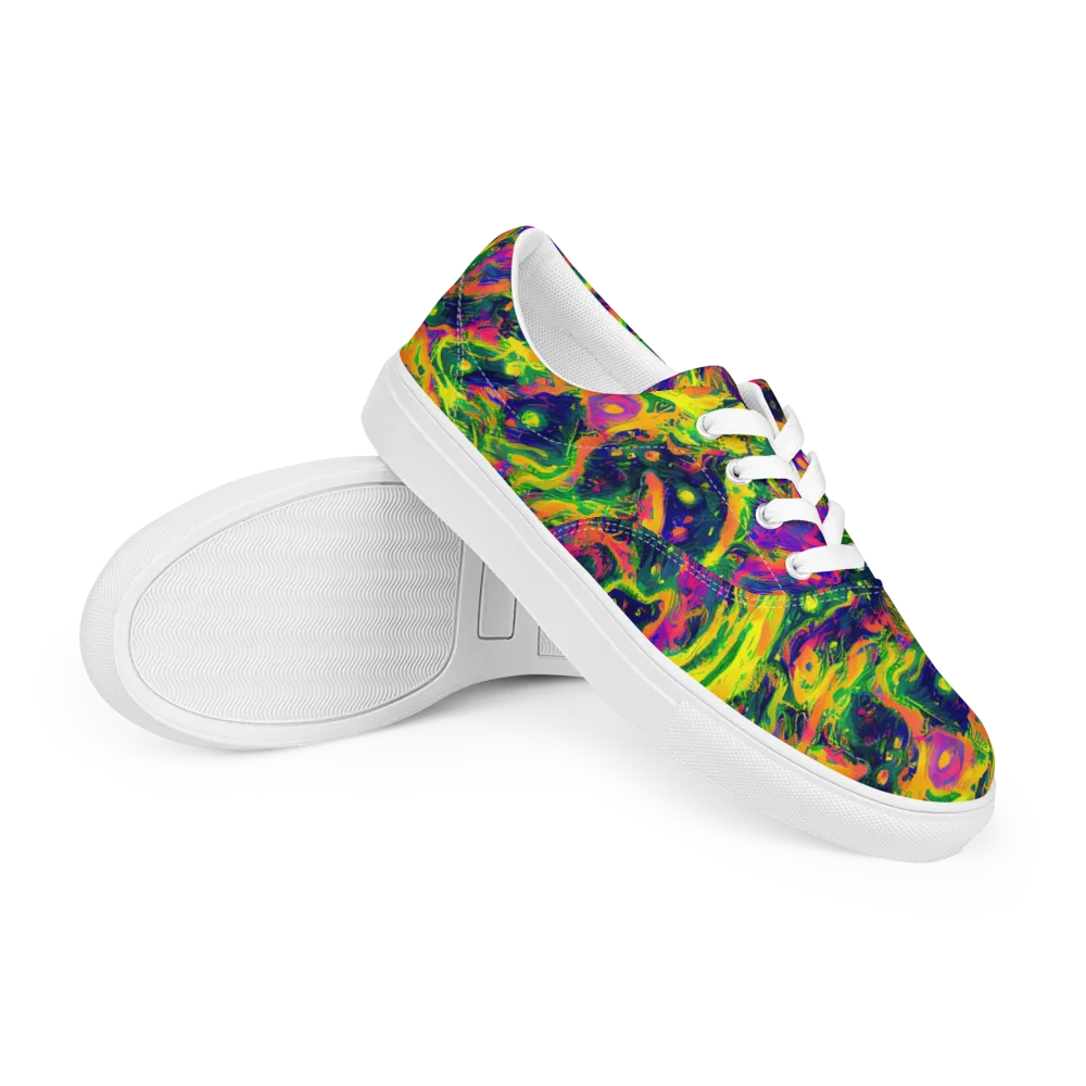 Fluorescent Frenzy on Men's Lace-Up Canvas Shoes — Right Front
