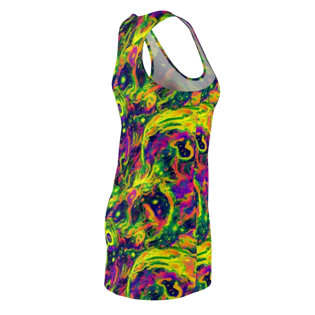 Fluorescent Frenzy on Racerback Dress — Back Side