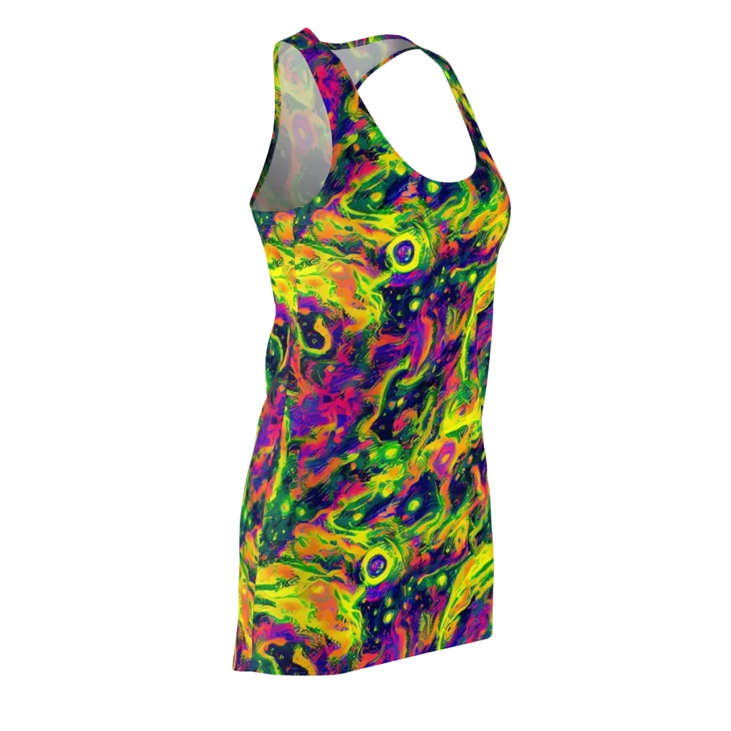 Fluorescent Frenzy on Racerback Dress — Front Side