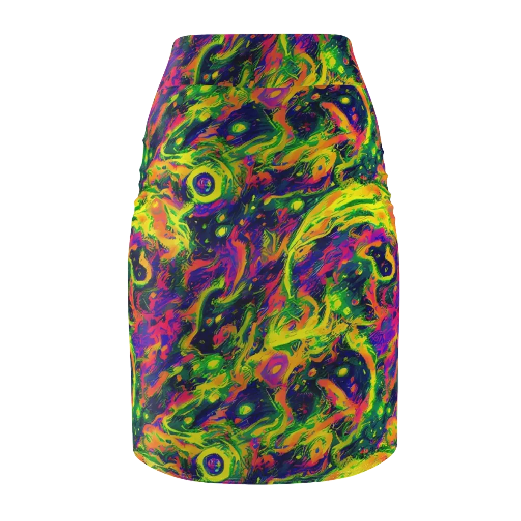 Fluorescent Frenzy on Pencil Skirt — Back